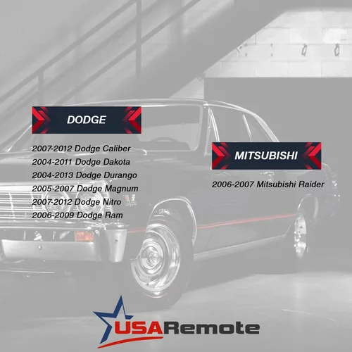 Miniatura 4 de Llavero compatible con Dodge Caliber Dakota Durango Magnum Nitro Ram / Mitsubishi Raider 2004 2005 2006 2007 2008 2009 2010 2011 2012 (KOBDT04A)