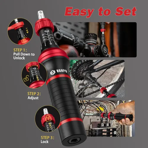 Miniatura 6 de VANPO Juego de Destornilladores de Torque 10-60 in.lb, 99 Piezas Destornillador de Torque de 1/4" con Mango de Barra en T, Puntas S2, Llave