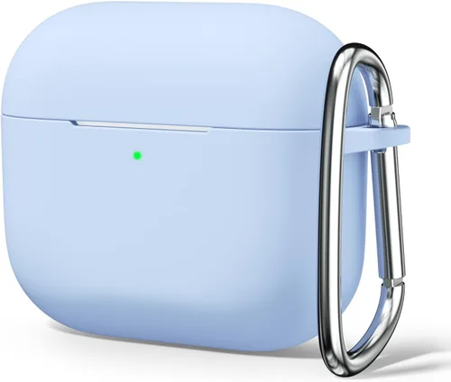 Miniatura 44 de Oakxco Funda de silicona para Airpods 3, bonita funda rígida femenina para Airpods de 3ª generación con llavero, gel de goma colorido suave de TPU