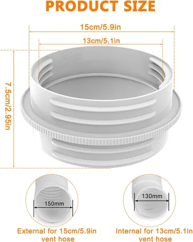 Miniatura 2 de Conector de manguera de aire acondicionado portátil para ambos 5.1"/5.9" Exhasut Vent Hoses, Universal Exhaust Hose Coupler, Universal Mobile AC