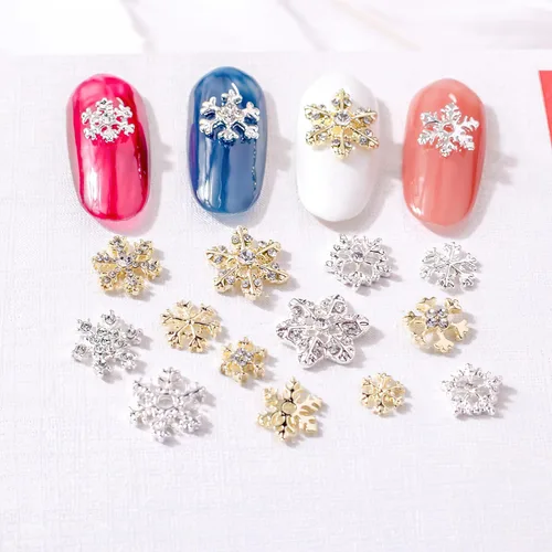 Miniatura 6 de AUOCATTAIL Juego de 20 piezas de cristales de uñas dorados de Navidad con diamantes, para manualidades, manicura, suministros de decoración de uñas
