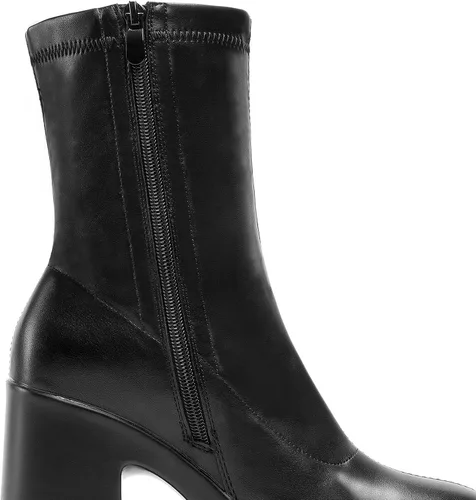 Miniatura 4 de DREAM PAIRS Botines Gogo de plataforma para mujer, tacón alto y grueso, punta cuadrada, botines