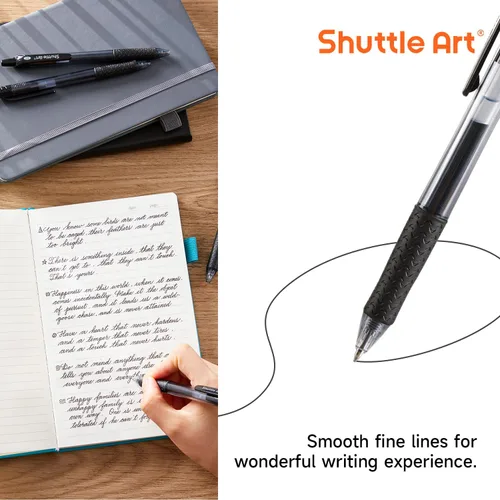 Miniatura 3 de Shuttle Art Bolígrafos de gel negros, paquete de 48 (20 bolígrafos con 28 repuestos), bolígrafos retráctiles de tinta de gel de punta media