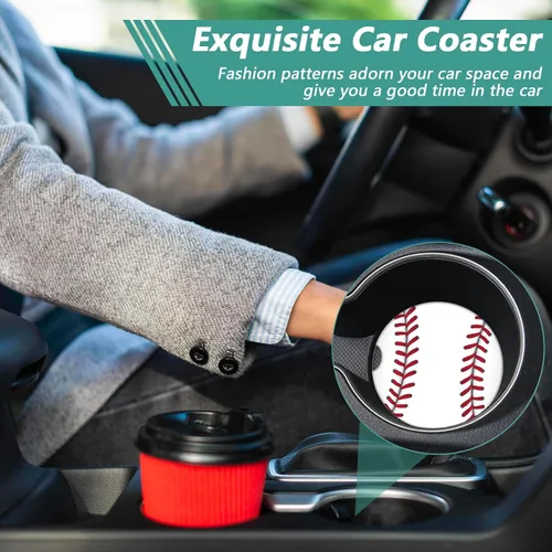Miniatura 6 de Paquete de 2 posavasos para automóvil, posavasos de cerámica absorbente de béisbol, posavasos para portavasos de automóvil, accesorios