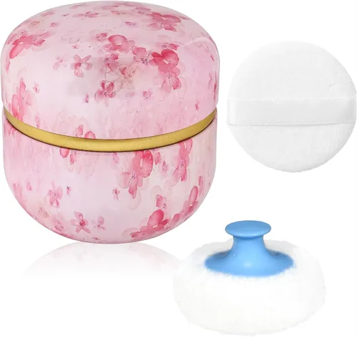 Miniatura 14 de Estuche de Polvo Corporal WEMEGA con Aplicador de Polvo, Contenedor de Polvo, Caja de Té para Polvo Corporal y Facial para Bebés y Mujeres, Estuche