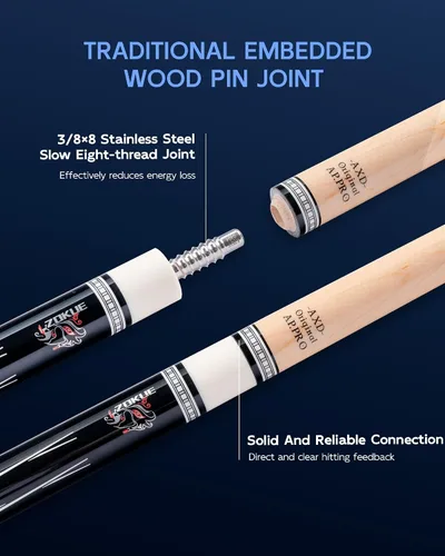 Miniatura 8 de KONLLEN Maple Pool Cue Stick – Low Deflection Performance Billiard Cue for Adults, Professional Play