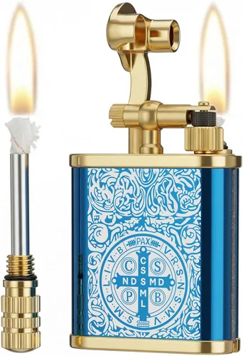 Miniatura 18 de 2 en 1 Lighetr - Encendedor de queroseno con brazo de elevación permanente, estilo antiguo, con fósforo permanente (bronce)