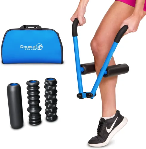 DoubleUP Kit de rendimiento de rodillos - Masajeador muscular con control de presión de acción de palanca y rodillos de cambio rápido