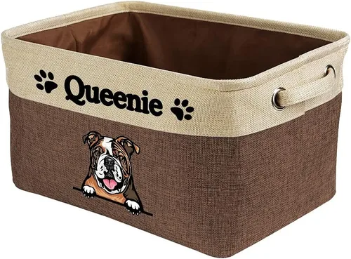 Miniatura 21 de Cesta de almacenamiento plegable personalizada con un bonito perro Bulldog inglés, plegable, de tela resistente, cubo de almacenamiento para Gris