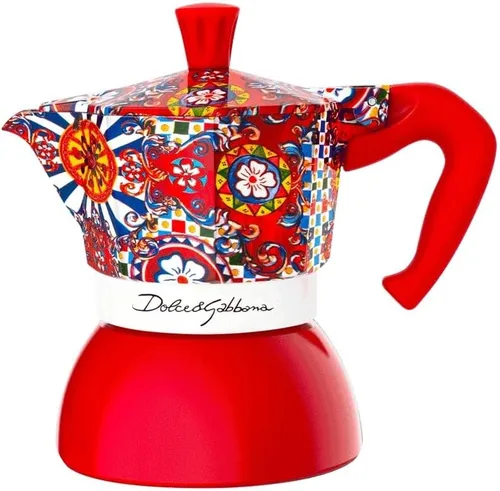 Bialetti Dolce & Gabbana MOKA INDUCTION 4 tazas, seguro para inducción y fuego abierto (máquina de café, máquina de café espresso, Makinetta)