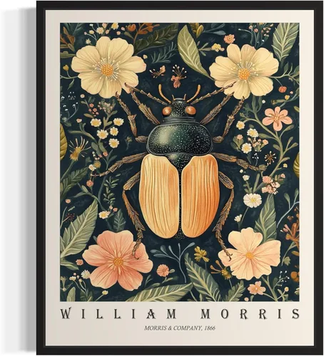 Miniatura 27 de Póster con impresión artística de gato negro, estilo William Morris, floral retro de mediados de siglo, botánico, victoriano, Academia oscura