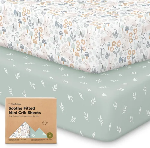 Miniatura 15 de 2 paquetes de sábanas ajustadas para mini cuna - 38x26 sábanas Pack N Play para colchón Pack and Play, algodón orgánico, ropa de cama transpirable