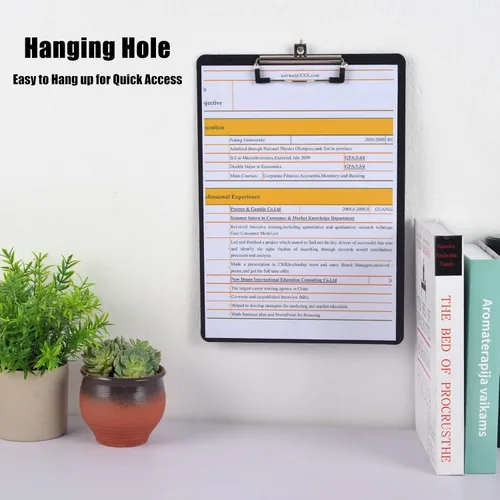 Miniatura 3 de 4 portapapeles magnéticos negros con clip de perfil bajo tamaño carta 9 x 12.5 pulgadas, clip estándar de tablero rígido para refrigerador