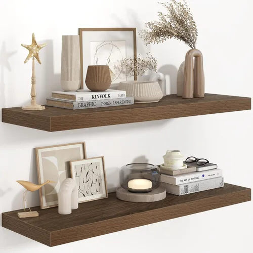 Miniatura 25 de Fun Memories Estantes flotantes de 48 pulgadas, estantes de pared de 9.3 pulgadas de profundidad para baño, sala de estar, dormitorio, cocina
