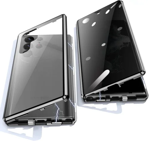 Funda antiespía para Samsung Galaxy S22 Ultra, cubierta de vidrio templado de privacidad frontal y trasera de 360 grados, pantalla antiespía, Negro