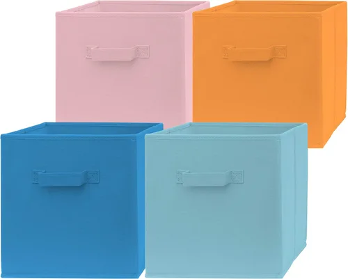 Miniatura 8 de Contenedores de almacenamiento de cubo de 13 pulgadas, paquete de 2 unidades, grandes, con asas dobles, plegables, contenedores de tela de 13 x 13