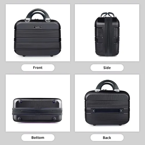 Miniatura 6 de Estuche de viaje portátil de maquillaje rígido de 14 pulgadas, elegante organizador de cosméticos de PC + ABS para mujer, resistente a los arañazos