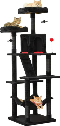 Miniatura 30 de MWPO - Árbol para gatos, multiestructura para gatos grandes con postes rascadores de sisal, plataforma acolchada, hamaca y condominio, torre Marrón