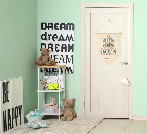 Miniatura 6 de Letrero con versículos bíblicos cristianos, bandera de las Escrituras, regalo para bebés, recién nacidos, niños y niñas, banderines para decoración