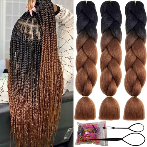 Miniatura 19 de Beige (613#) 6 paquetes de cabello trenzado de 24 pulgadas, de fibra sintética, sin picazón, extensiones de cabello para trenzar jumbo, textura