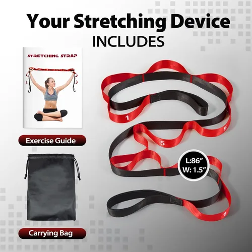 Miniatura 2 de Acozycoo Correa de estiramiento con 10 bucles, correa de yoga para terapia física, entrenamiento en casa, entrenamiento de pilates y flexibilidad