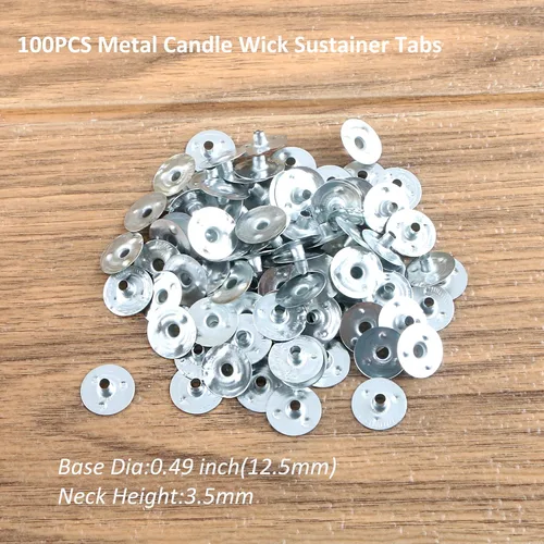 Miniatura 6 de MILIVIXAY 100 mechas de vela de 8 pulgadas con 100 pestañas de metal, 100 calcomanías de mecha de vela y 6 soportes de mecha de vela de madera