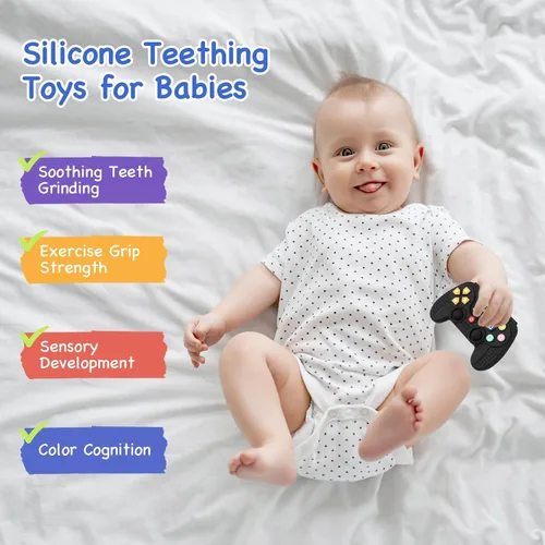 Miniatura 3 de 1 paquete de mordedores de silicona para bebés de 6 a 12 meses, juguetes de dentición para bebés de 0 a 6 meses, mordedor remoto para bebé, juguetes