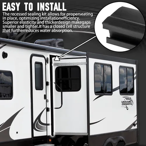 Miniatura 3 de RV deslizable negro sello de goma D 1 pulgada x 15/16 pulgadas x 35 pies junta de limpiaparabrisas moldura guarnición exterior reemplazo