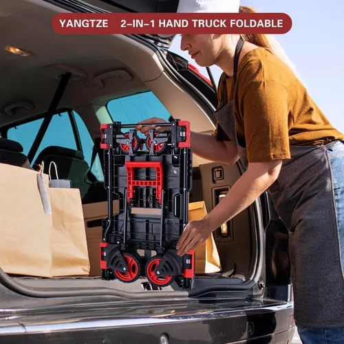Miniatura 5 de Carretilla de Mano Doblar Plegable 2 en 1, Capacidad de 330LB Carro de Mano Plegable Portátil, Carretilla de Mano Plegable con Manija Retráctil, C