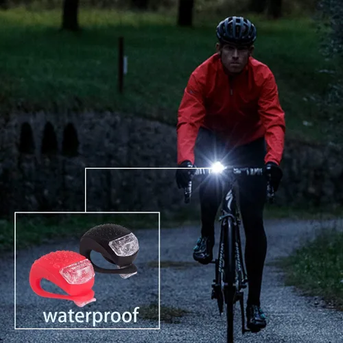 Miniatura 8 de Paquete de 8 luces de bicicleta, juego de luces LED de silicona para bicicleta, 4 faros delanteros de bicicleta y 4 luces traseras (rojo y blanco)