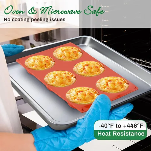 Miniatura 4 de Ocmoiy Molde de Huevo de 3 Pulgadas para Sándwiches de Desayuno, Molde Redondo de Silicona para Magdalenas/Bandeja para Huevos, Moldes de Silicona