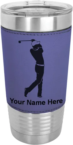 Miniatura 19 de LaserGram Vaso aislado al vacío de 20 onzas, golfista golfista, grabado personalizado incluido (piel sintética, estilo béisbol)