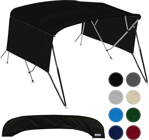 KNOX Bimini Tops universales de 4 arcos para paredes laterales, postes de apoyo, lona marina 900D a prueba de decoloración, funda de almacenamiento,