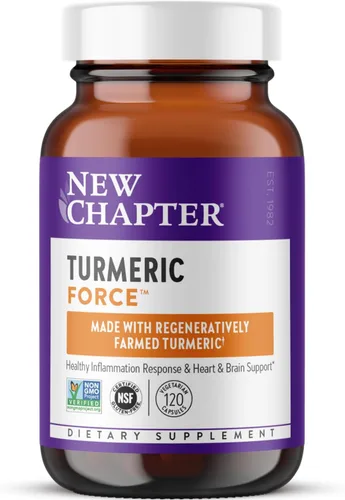 New Chapter Suplemento de cúrcuma, un diario, apoyo para el corazón, el cerebro y la inflamación saludable, la curcumina de cúrcuma supercrítica