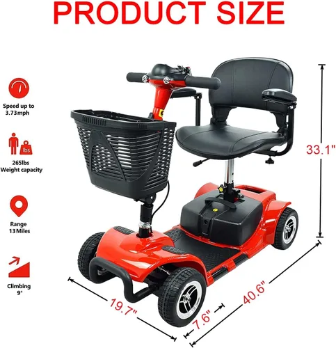 Miniatura 3 de Patinete de movilidad de 4 ruedas – Patinetes de movilidad plegables portátiles para adultos – Scooter eléctrico de movilidad con batería 12V12AH
