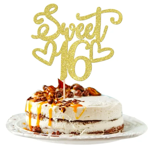 Miniatura 17 de 24 piezas de decoraciones para cupcakes de 16 cumpleaños con purpurina, ¡Hola 16! Dulces 16 desde 2008, púas para cupcakes de 16 años para celebrar