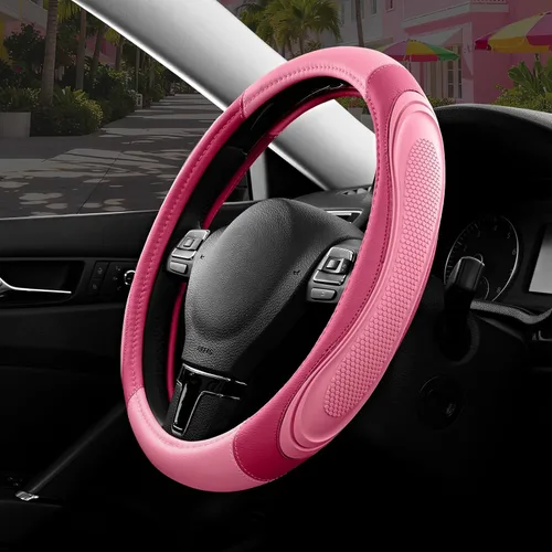 Miniatura 16 de Road Comforts Funda para volante de automóvil, funda de cuero de microfibra para volante de 14.5 a 15 pulgadas, antideslizante, para hombres