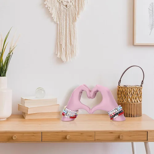Miniatura 5 de Escultura de mano de corazón, estética rosa para decoración del hogar para estante de habitación, mesa de café, mesa de comedor, regalo