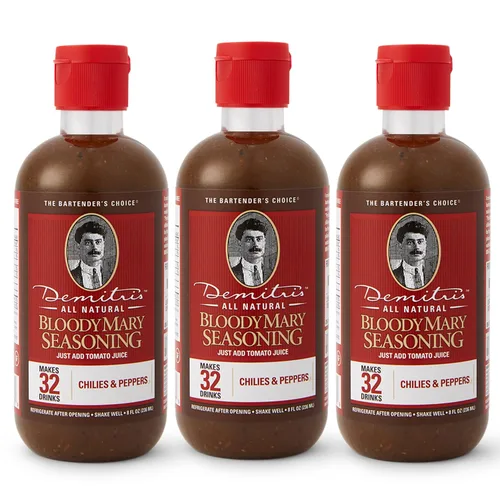 Miniatura 7 de Demitri's Bloody Mary Seasoning Chilies & Peppers – Spicy Bloody Mary Mix – Mezclador concentrado – Sabor intenso – Perfecto para fiestas de brunch