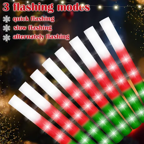 Miniatura 3 de VIHOSE 24 varillas de brillo de Navidad de 16 pulgadas a granel con luces LED rojas, verdes y blancas, recuerdos que brillan en la oscuridad con 3