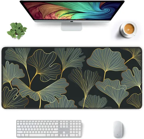 Miniatura 24 de Auhoahsil Alfombrilla grande para mouse, tamaño XXL, extendida de 35 x 15 pulgadas, base de goma antideslizante, bordes cosidos, superficie 03