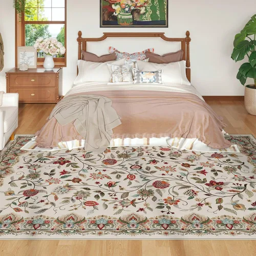 Miniatura 3 de Rugcomf Alfombras Vintage Paisley para Sala de Estar 5' x 7' - Alfombra de Área Lavable a Máquina, Alfombra Floral Antideslizante de Pelo Bajo