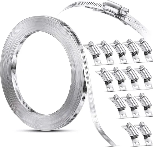 Miniatura 9 de Ripeng Abrazaderas de manguera de acero inoxidable, kit surtido de abrazaderas de manguera de conducto de engranaje helicoidal grande, abrazaderas