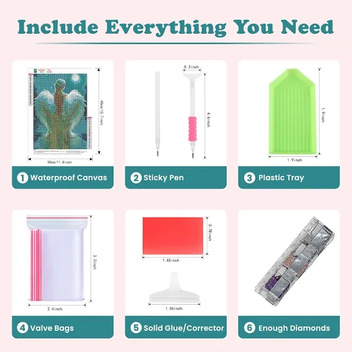 Miniatura 5 de SENQAO Kits de pintura de diamantes de ángel para adultos - Pinturas de lunares de diamante 5D de ángel para principiantes, pintura de arte de gemas