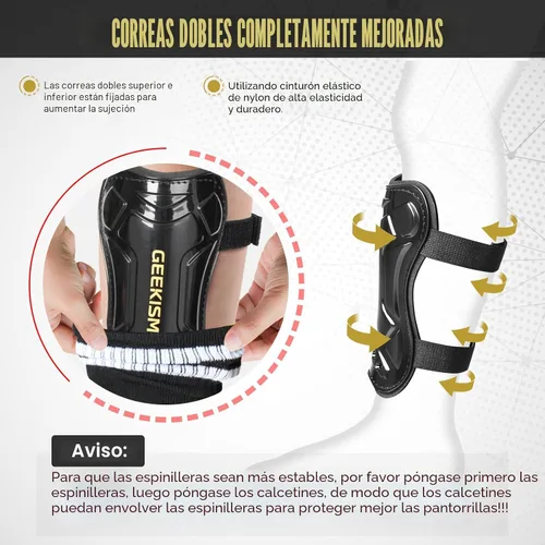 Miniatura 3 de Espinilleras de fútbol Geekism para niños jóvenes, niños pequeños, espinilleras protectoras de fútbol y mangas - Equipo de fútbol para niños de 3