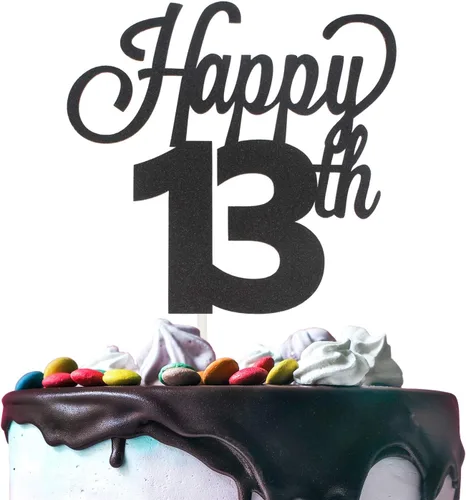 Miniatura 48 de LINGTEER - Decoración para pastel con texto "Happy Birthday 100", color negro