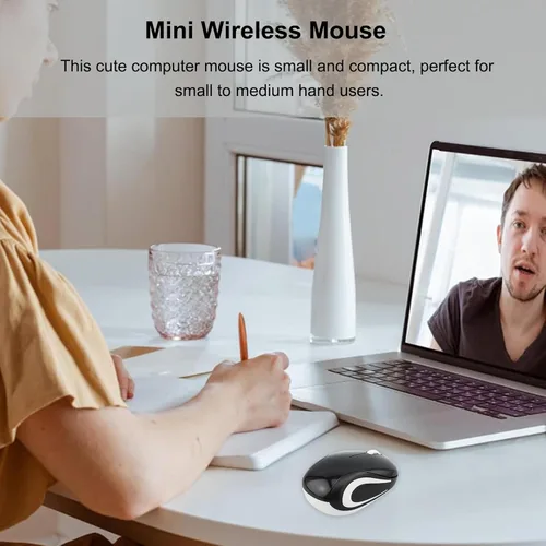 Miniatura 4 de Mini mouse inalámbrico para computadora, tamaño pequeño, portátil, compacto de viaje, USB óptico de 3 botones, 1000 DPI, mouse inalámbrico para Negro