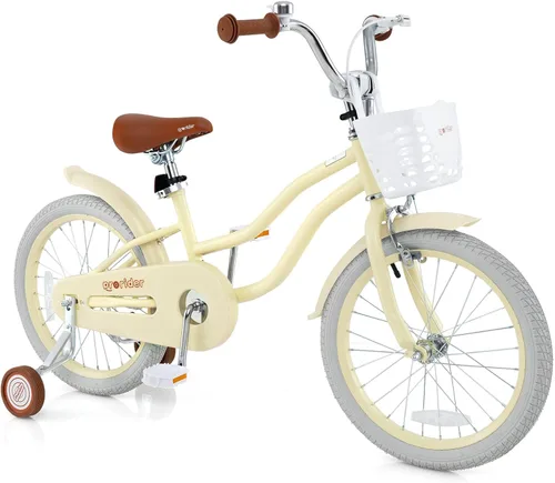 Miniatura 12 de BABY JOY Kids Bike, 12 14 16 18 20 Inch Boys Girls Bike w/Adjustable Seat, Removable Basket, Handbrake & Coaster Brake, Training Wheels or Turquesa