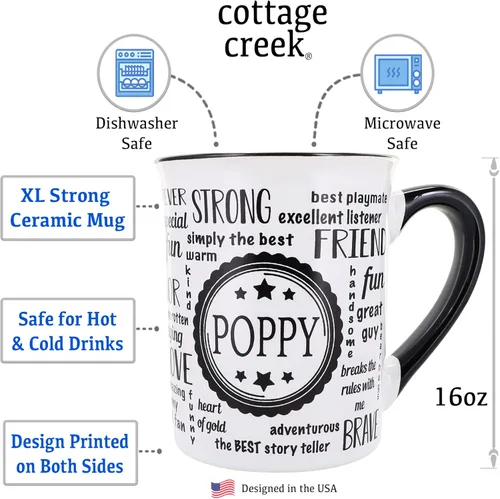 Miniatura 2 de Cottage Creek Tazas de café de cerámica Taza grande de amapola de 16 onzas Regalo ideal para abuelo, papá y papá para el día del padre