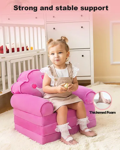 Miniatura 4 de MOONBEEKI Sofá Desplegable para Niños, Silla Plegable de Princesa para Niños Pequeños de 1-3 Años, Muebles para Niños para Sala de Juegos, Regalo